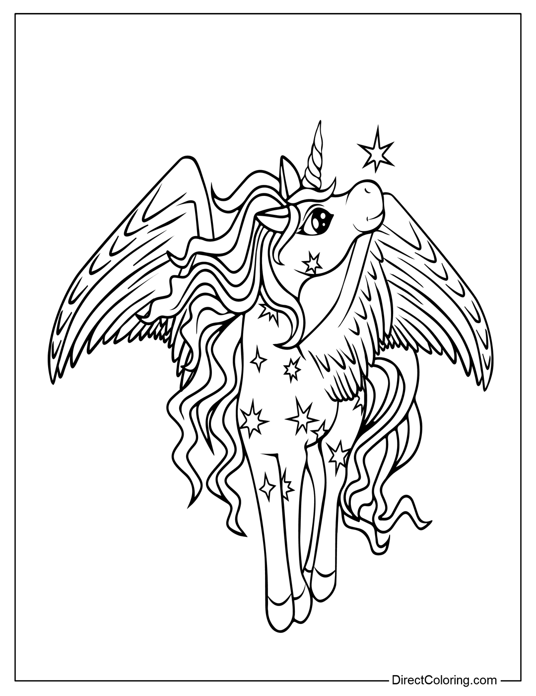 Magical Winged Unicorn with Stars